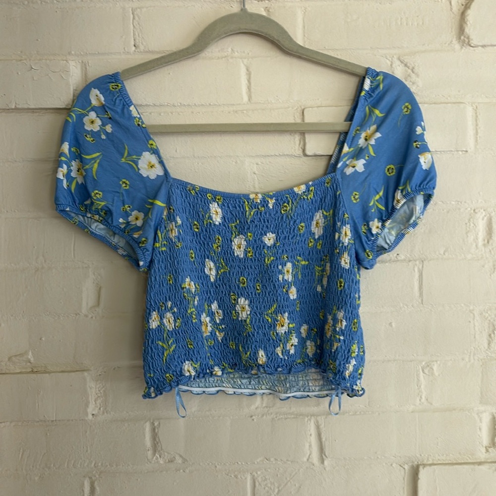 French Connection Smocked Floral Crop Top